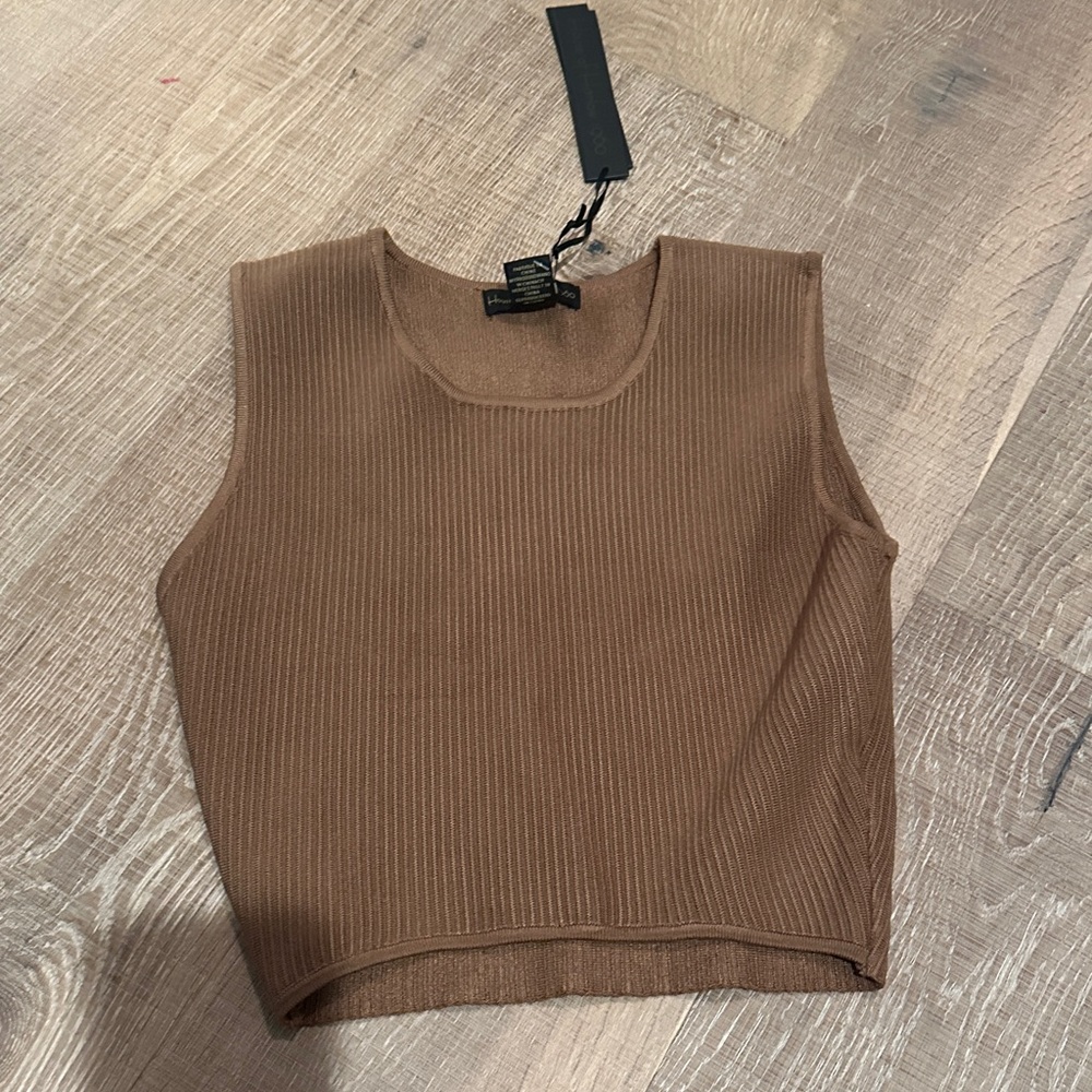 House of Harlow 1960 Tan Ribbed Crop Top
